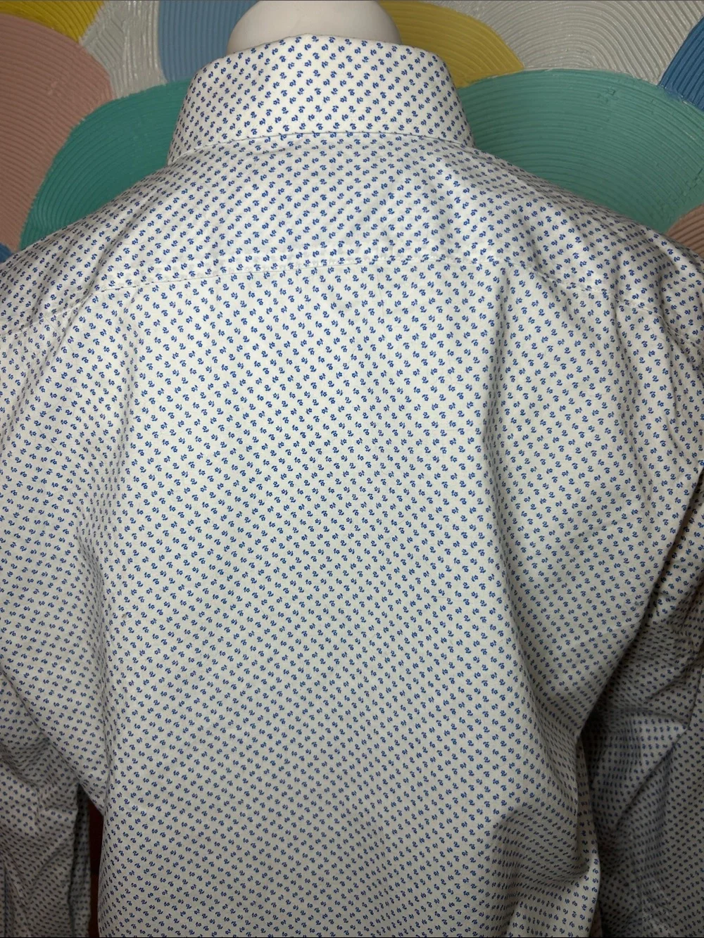Banana Republic Men's White Micro-Print Button-Down Shirt sz M 100%